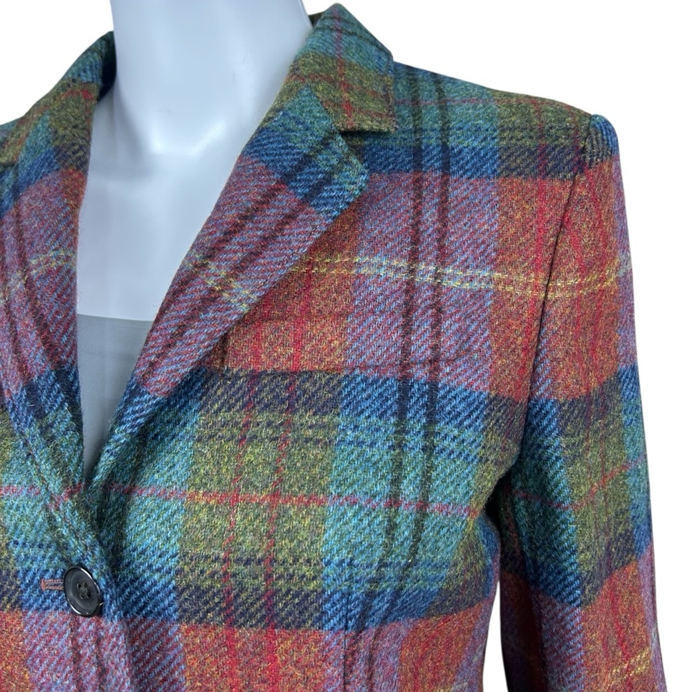 Brooks Brothers Moon Tweed Plaid Wool  Blazer Size 4 Elbow Patch Equestrian NWT - Picture 7 of 16